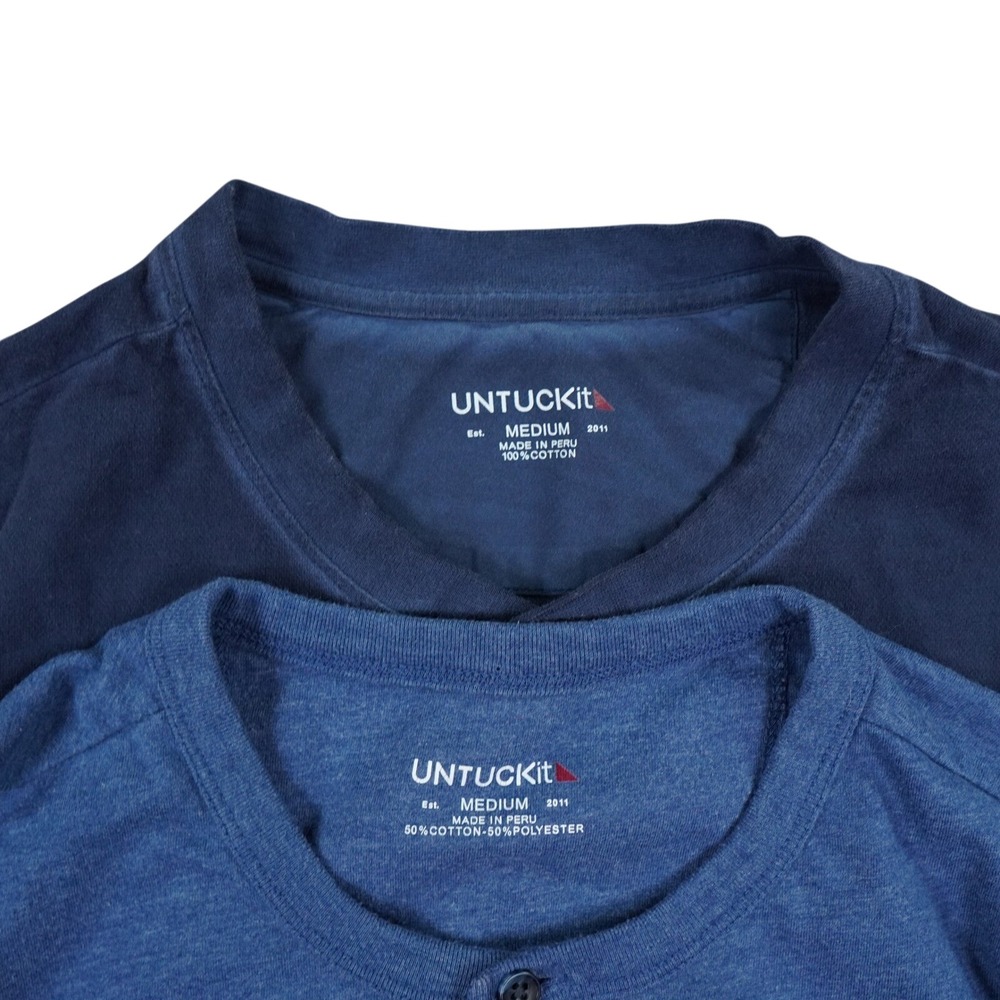 UNTUCKit Henley Lot of 2 Shirts Mens M Blue 1 Westerman Cotton Casual Streetwear